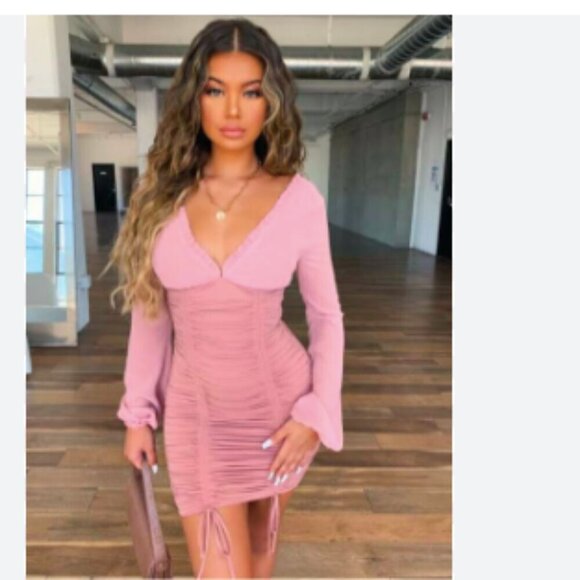 Tiger Mist Magnolia Adjustable Ruched Mini Dress Blush - Picture 2 of 13